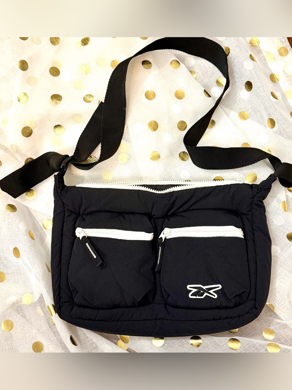 Reebok Black Crossbody Bag with Dual Front Pockets